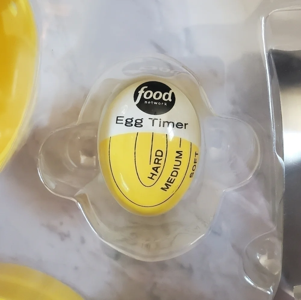 FOOD Network 6 Piece Egg Set Yolk Separator Egg Poachers Frying Rings Timer NIB